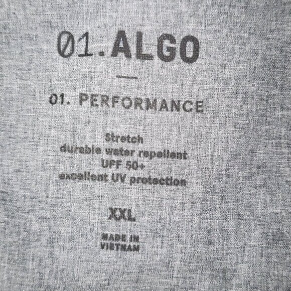 01.Algo Shirt Mens XXL Gray L/S Performance Stretch Button Up - Picture 3 of 6
